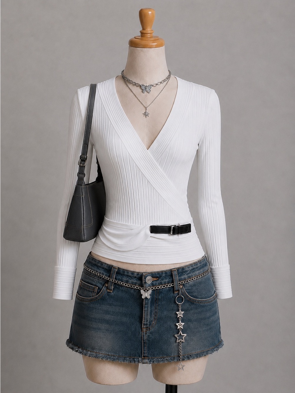Le Chateau Ivory Ribbed Top Viscose Blend